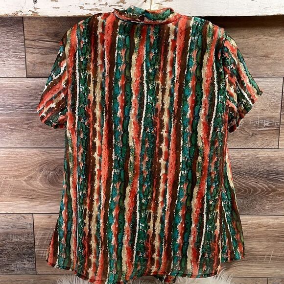 NOTATIONS Womens Brown Tank Top Boho Open-Front Blouse with Necklace Suze PS - Picture 8 of 10